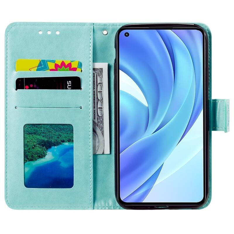 Mandala PU kožené peněženkové pouzdro na mobil Xiaomi Mi 11 Lite 4G/5G/11 Lite 5G NE - zelené