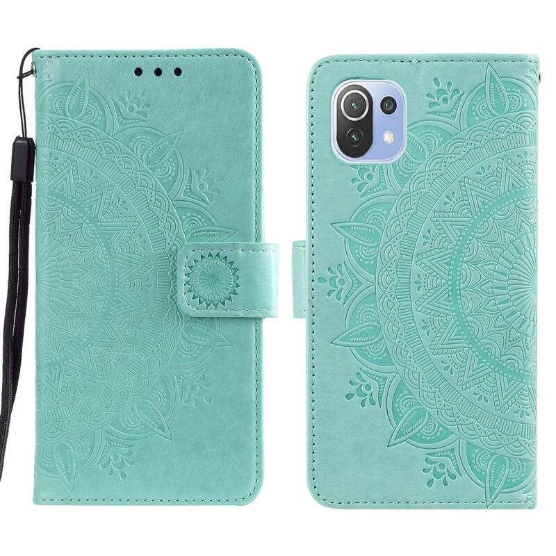 Mandala PU kožené peněženkové pouzdro na mobil Xiaomi Mi 11 Lite 4G/5G/11 Lite 5G NE - zelené