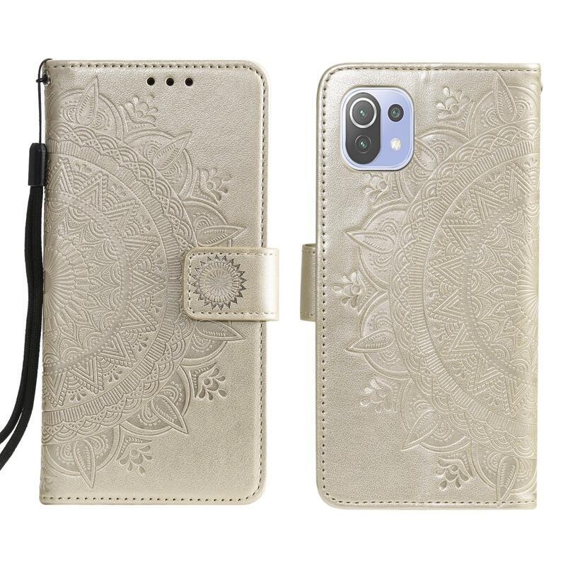 Mandala PU kožené peněženkové pouzdro na mobil Xiaomi Mi 11 Lite 4G/5G/11 Lite 5G NE - zlaté
