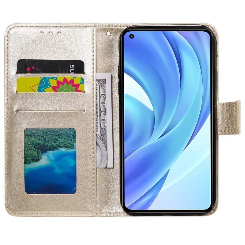 Mandala PU kožené peněženkové pouzdro na mobil Xiaomi Mi 11 Lite 4G/5G/11 Lite 5G NE - zlaté