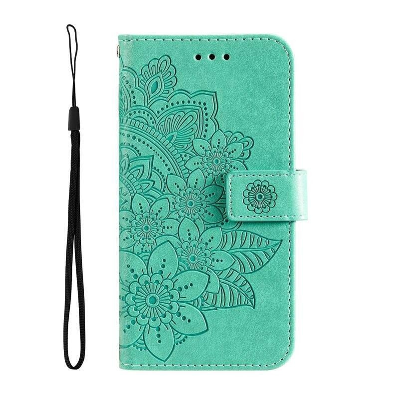 Mandala PU kožené peněženkové pouzdro na mobil Xiaomi Poco F4 5G - azurové