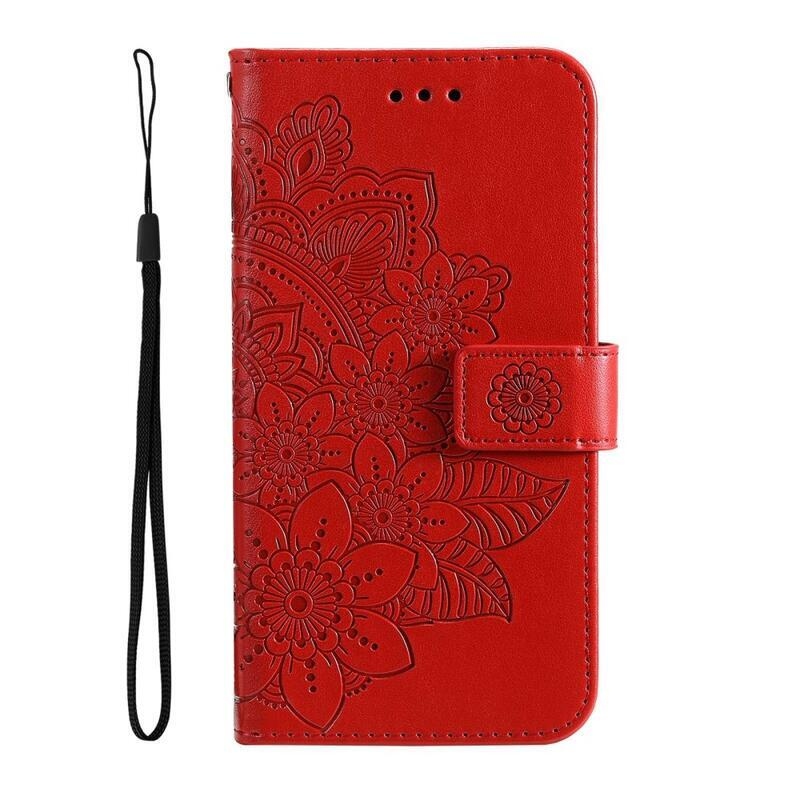 Mandala PU kožené peněženkové pouzdro na mobil Xiaomi Poco F4 5G - červené