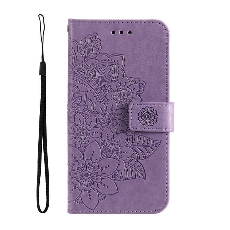 Mandala PU kožené peněženkové pouzdro na mobil Xiaomi Poco F4 5G - fialové