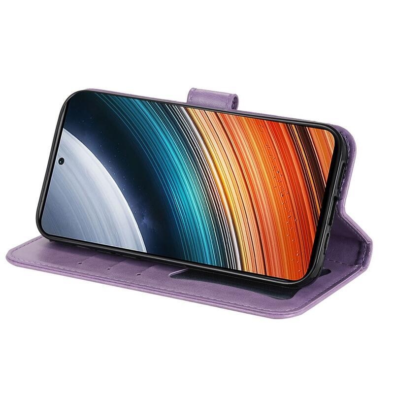 Mandala PU kožené peněženkové pouzdro na mobil Xiaomi Poco F4 5G - fialové