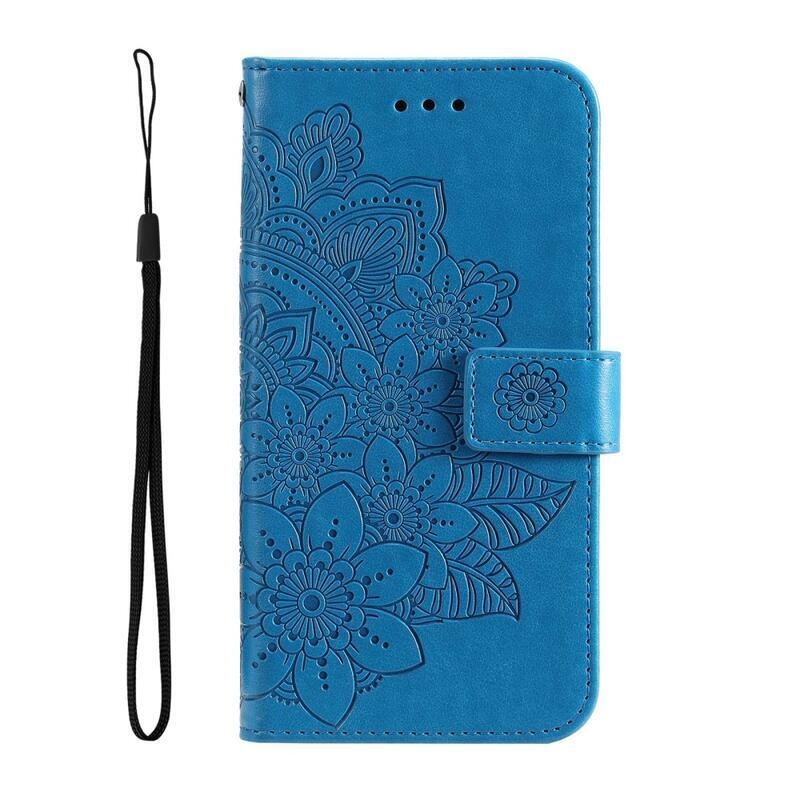 Mandala PU kožené peněženkové pouzdro na mobil Xiaomi Poco F4 5G - modré
