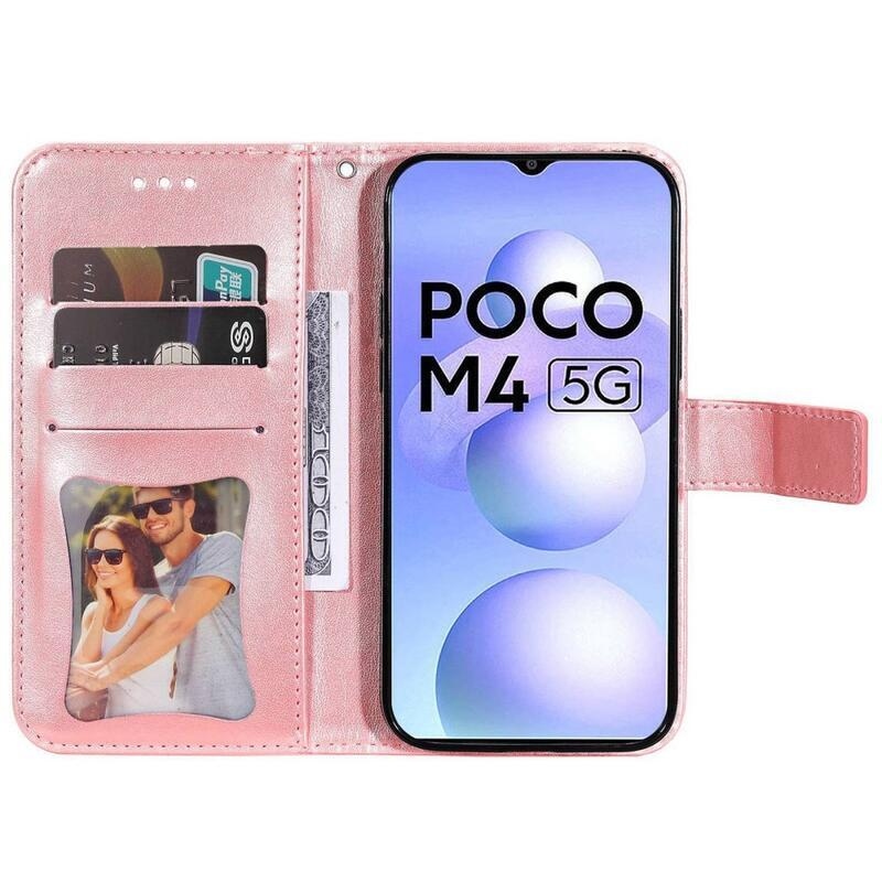 Mandala PU kožené peněženkové pouzdro na mobil Xiaomi Poco M4 5G - rose