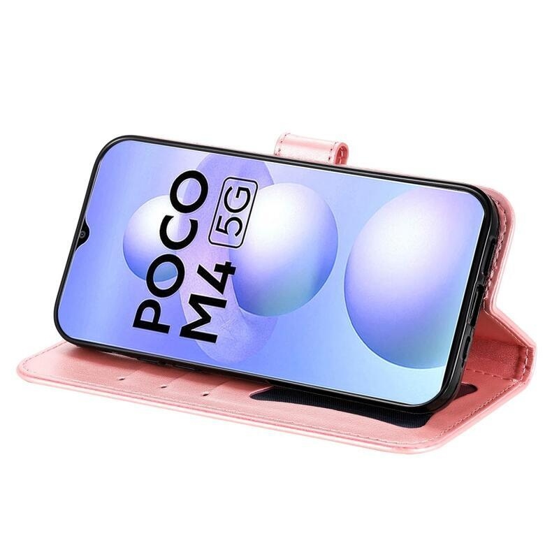Mandala PU kožené peněženkové pouzdro na mobil Xiaomi Poco M4 5G - rose