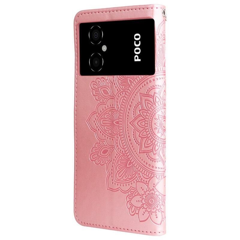 Mandala PU kožené peněženkové pouzdro na mobil Xiaomi Poco M4 5G - rose