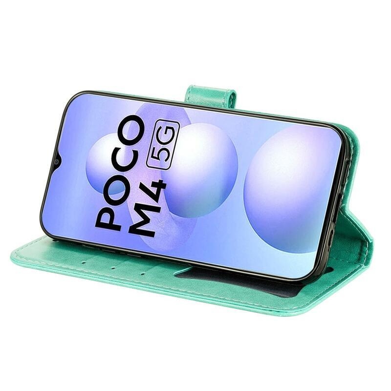 Mandala PU kožené peněženkové pouzdro na mobil Xiaomi Poco M4 5G - zelené