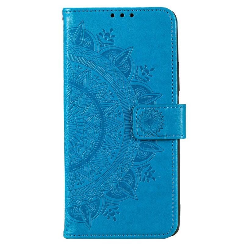 Mandala PU kožené peněženkové pouzdro na mobil Xiaomi Poco X4 GT - modré