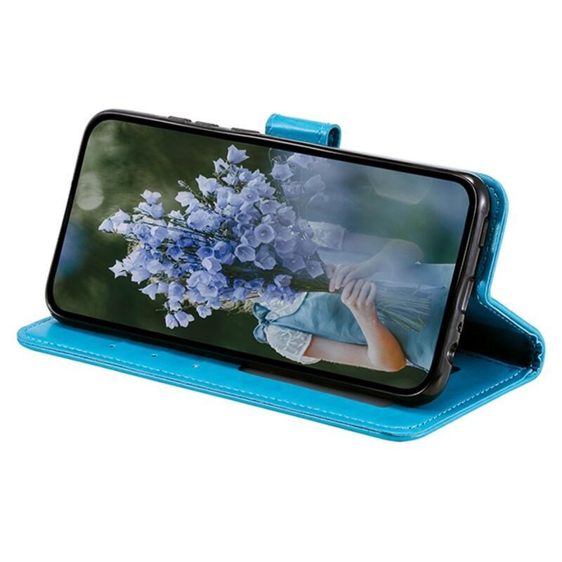 Mandala PU kožené peněženkové pouzdro na mobil Xiaomi Poco X4 GT - modré
