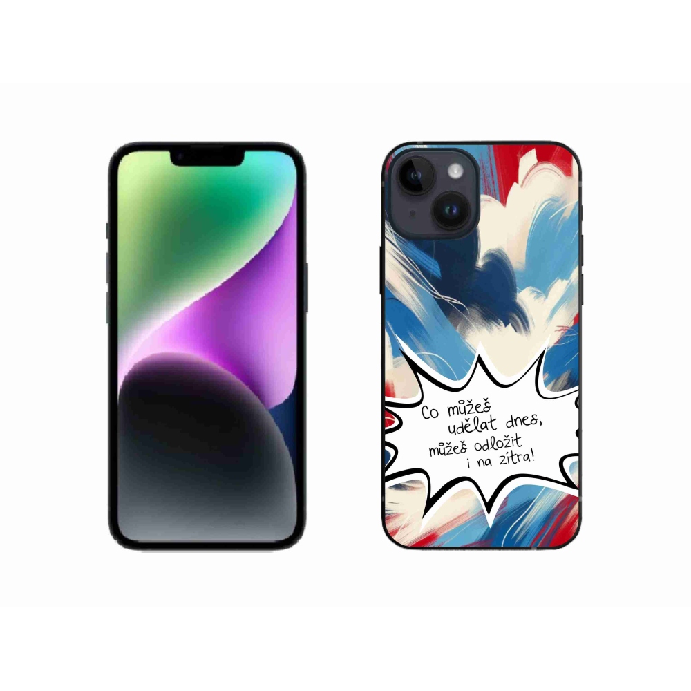 Gelový kryt mmCase na iPhone 14 - vtipný text 9 bílé pozadí