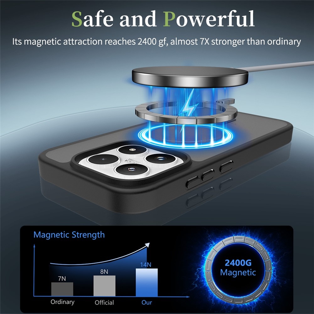 Matte gelový obal s pevnými zády a MagSafe na Xiaomi 17 - černý