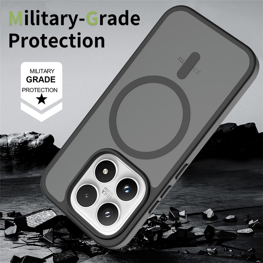 Matte gelový obal s pevnými zády a MagSafe na Xiaomi 17 - černý