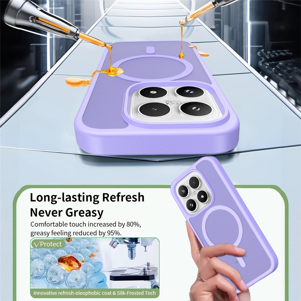 Matte gelový obal s pevnými zády a MagSafe na Xiaomi 17 - fialový