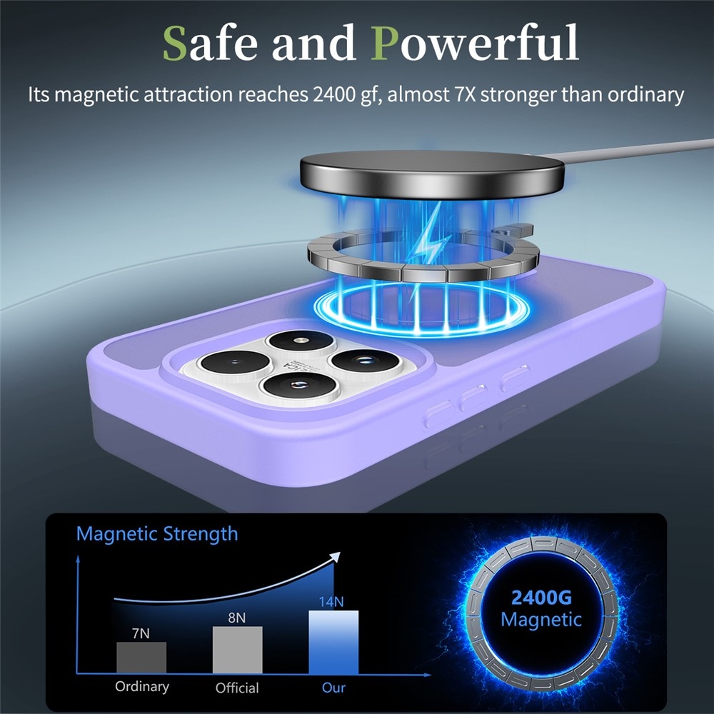 Matte gelový obal s pevnými zády a MagSafe na Xiaomi 17 - fialový