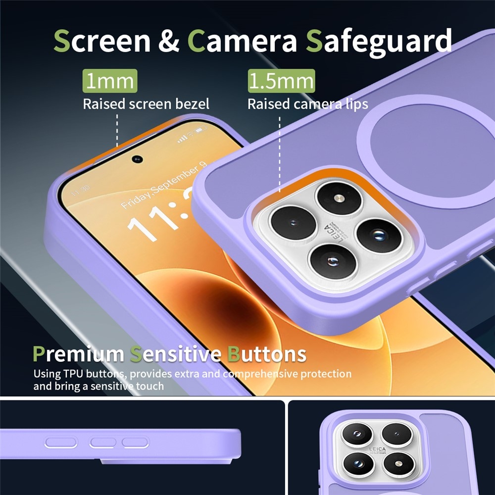 Matte gelový obal s pevnými zády a MagSafe na Xiaomi 17 - fialový