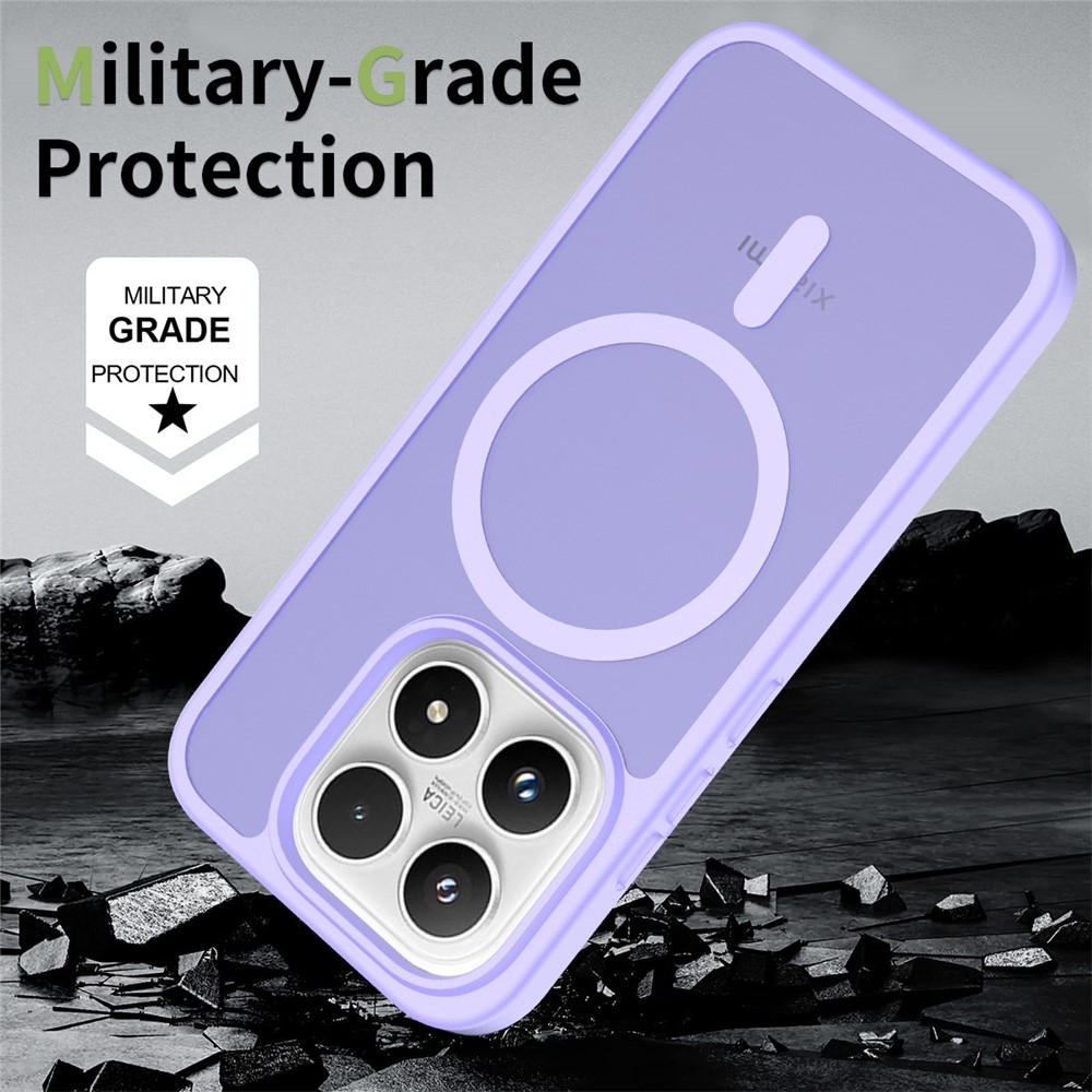 Matte gelový obal s pevnými zády a MagSafe na Xiaomi 17 - fialový