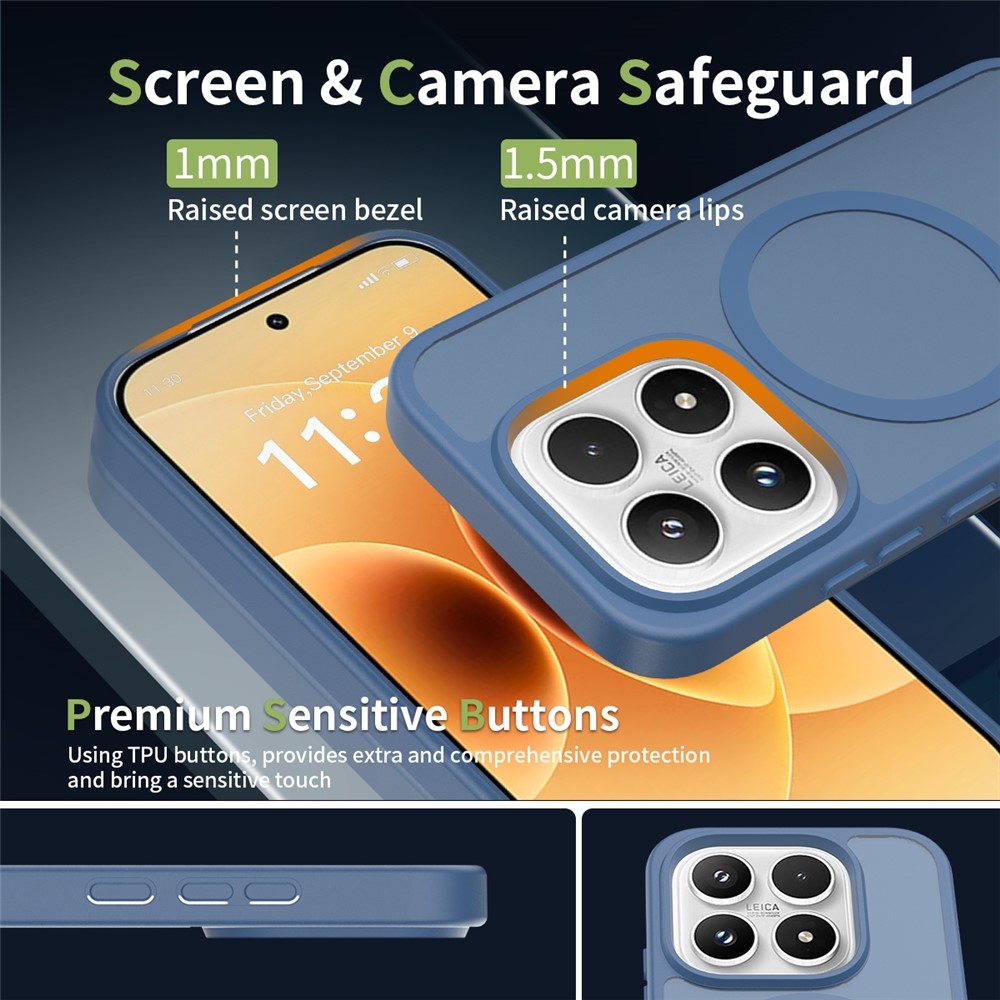 Matte gelový obal s pevnými zády a MagSafe na Xiaomi 17 - modrý