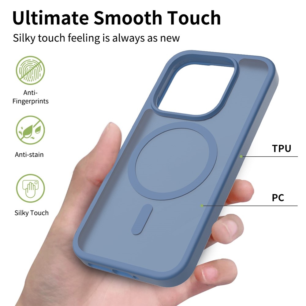 Matte gelový obal s pevnými zády a MagSafe na Xiaomi 17 - modrý