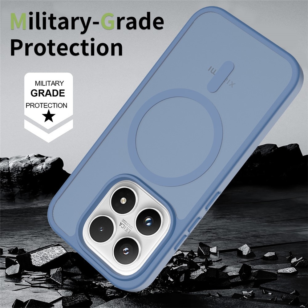 Matte gelový obal s pevnými zády a MagSafe na Xiaomi 17 - modrý