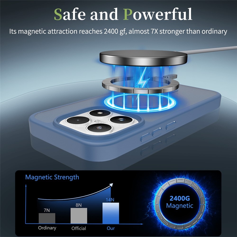 Matte gelový obal s pevnými zády a MagSafe na Xiaomi 17 - modrý