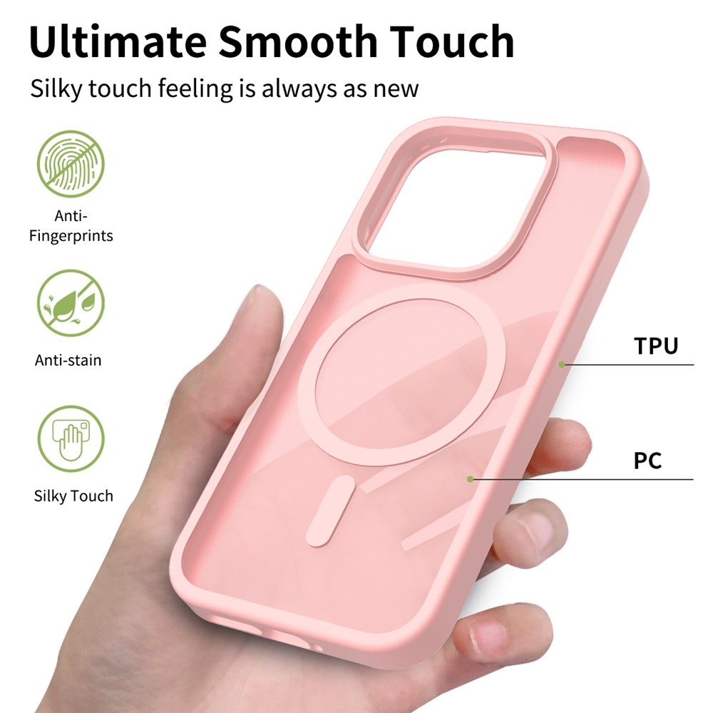 Matte gelový obal s pevnými zády a MagSafe na Xiaomi 17 - růžový