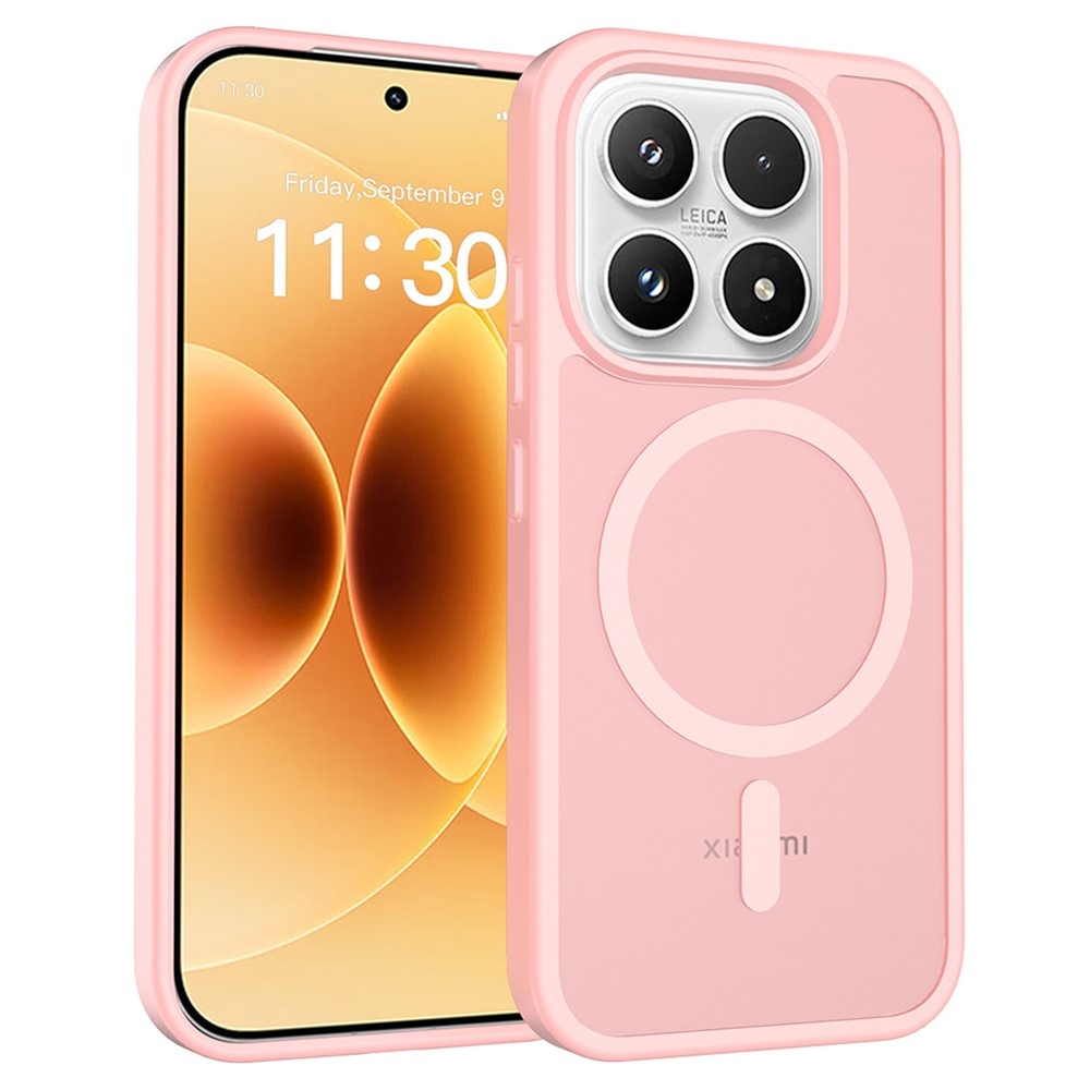 Matte gelový obal s pevnými zády a MagSafe na Xiaomi 17 - růžový