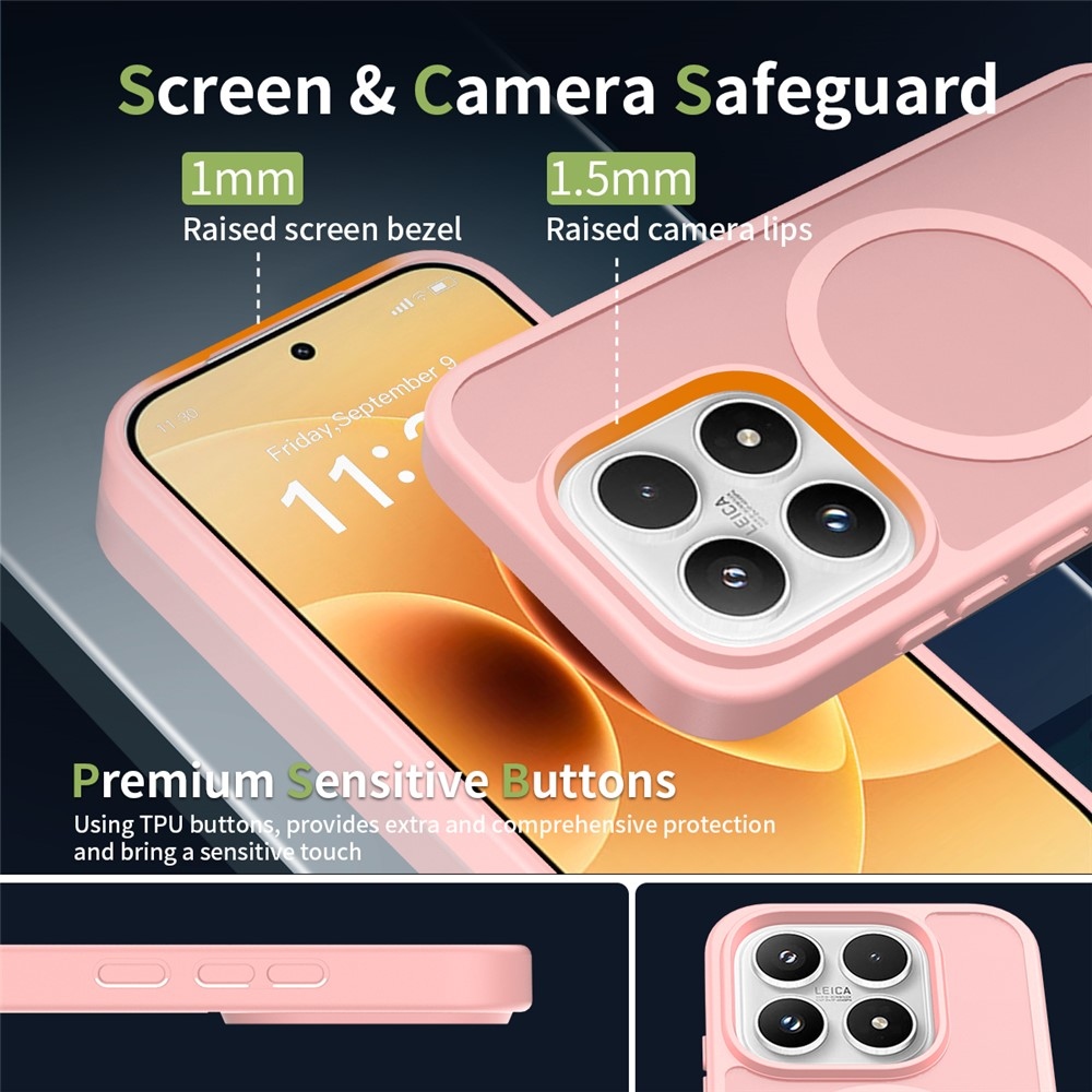 Matte gelový obal s pevnými zády a MagSafe na Xiaomi 17 - růžový