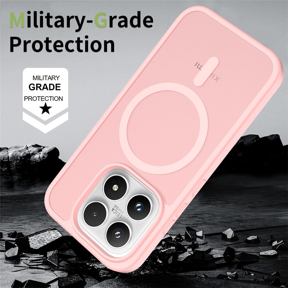 Matte gelový obal s pevnými zády a MagSafe na Xiaomi 17 - růžový