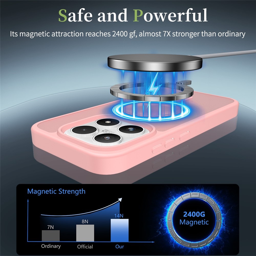 Matte gelový obal s pevnými zády a MagSafe na Xiaomi 17 - růžový