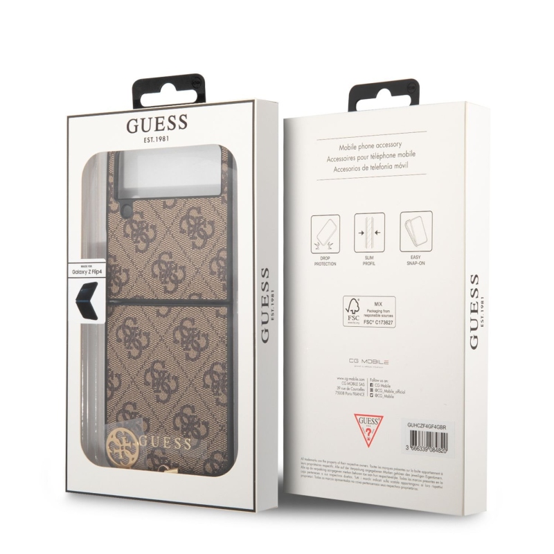 Guess 4G Charms Zadní Kryt pro Samsung Galaxy Z Flip 4 Brown