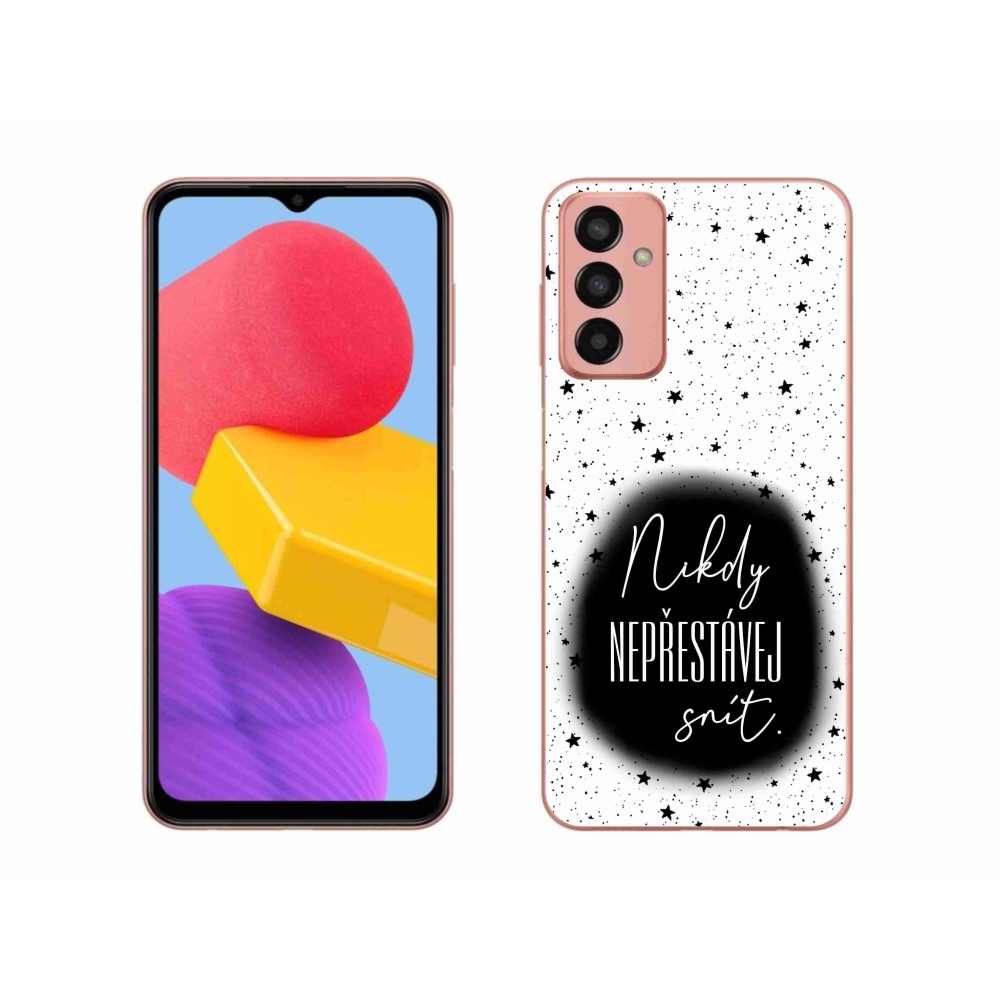 Gelový kryt mmCase na Samsung Galaxy M13 - citát 1 černobílé pozadí