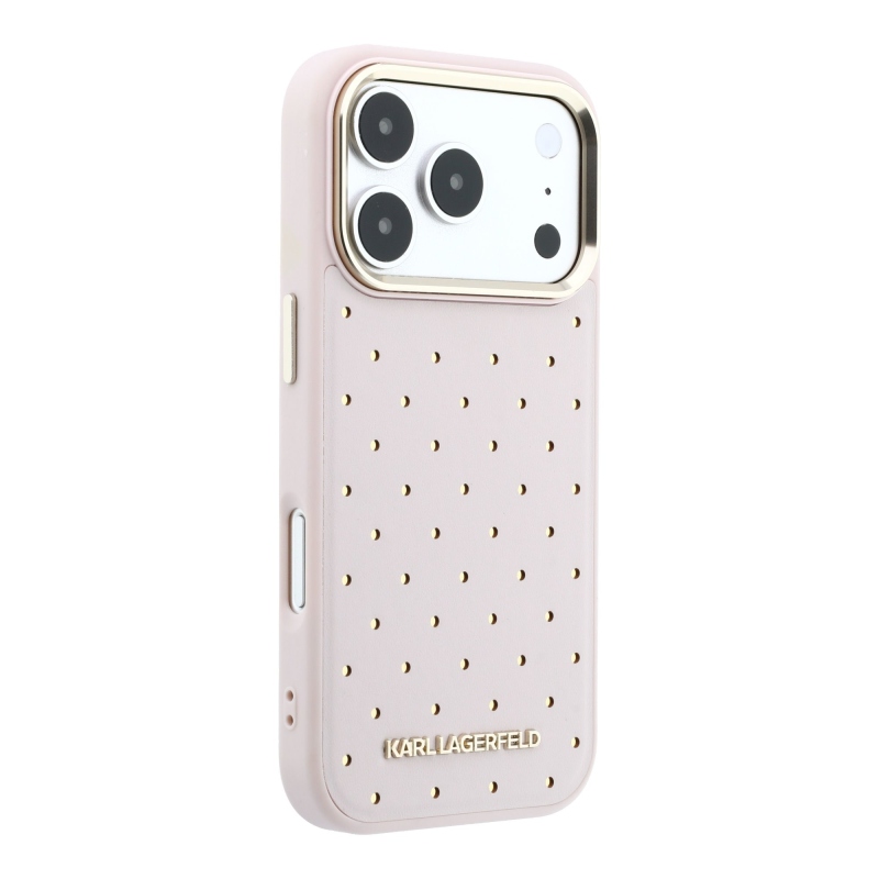 Karl Lagerfeld PU Perforated Gold Dots MagSafe Zadní Kryt pro iPhone 17 Pro Pink