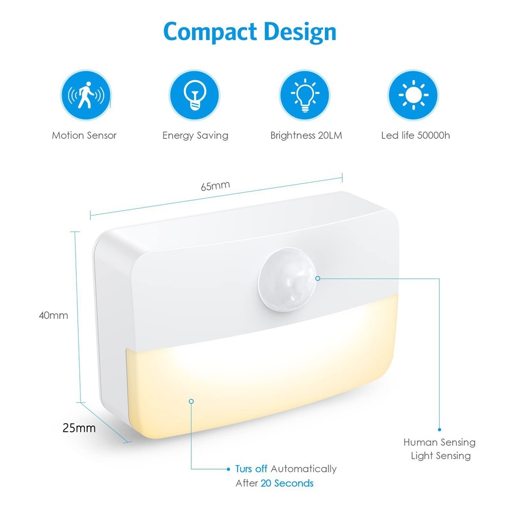 Bateriové LED světlo s pohybovým čidlem do interiéru – teplé bílé