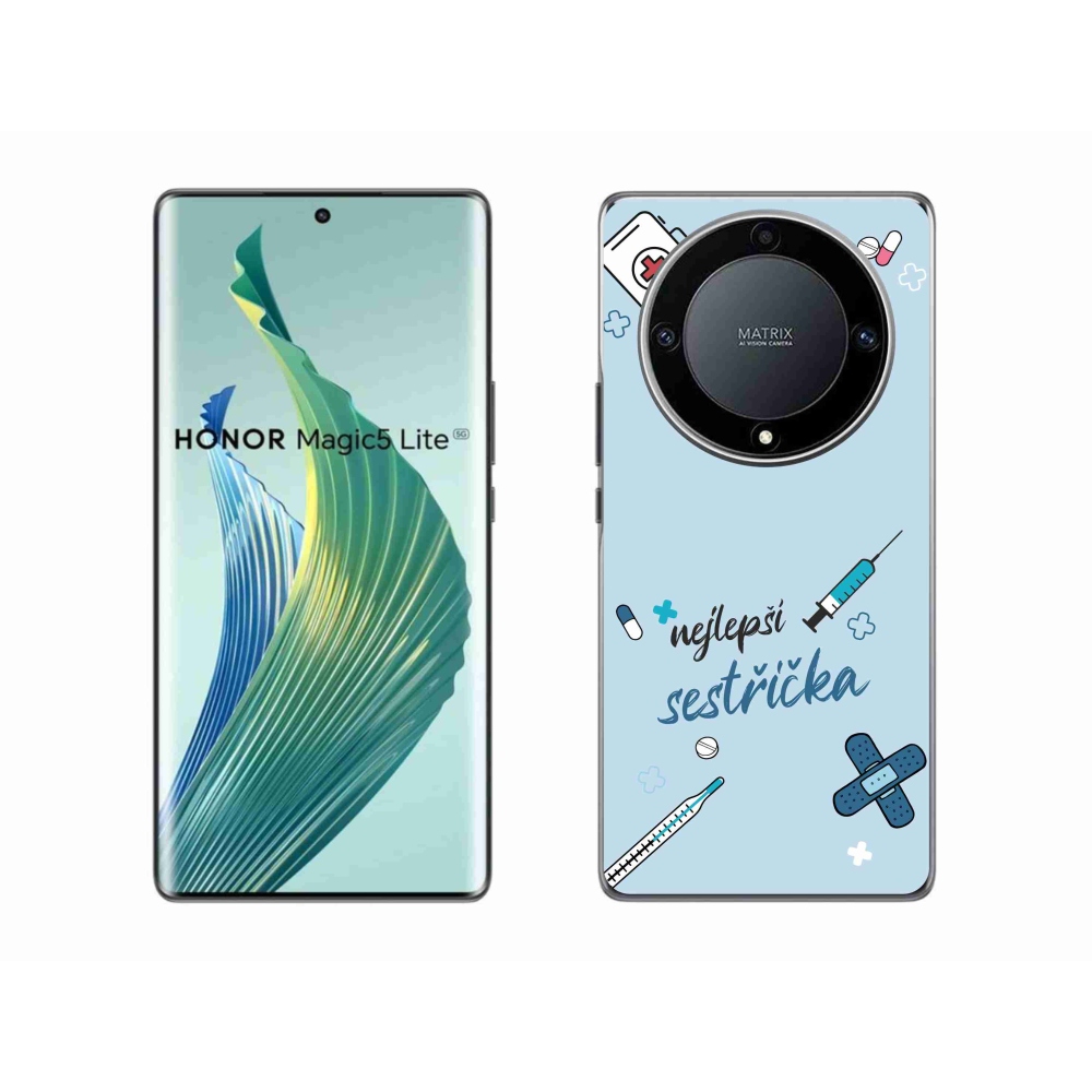 Gelový kryt mmCase na Honor Magic 5 Lite 5G - nejlepší sestřička modré pozadí