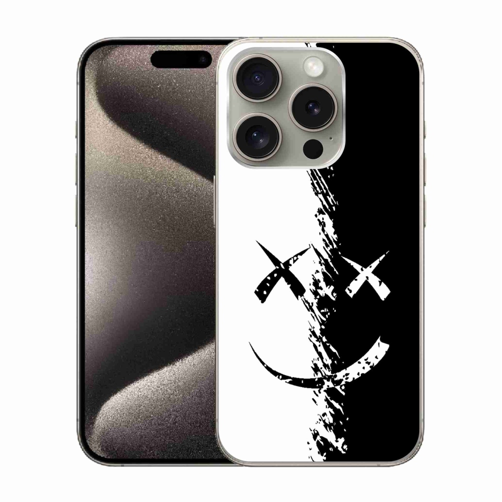 Gelový kryt mmCase na iPhone 15 Pro - černobílý smajlík