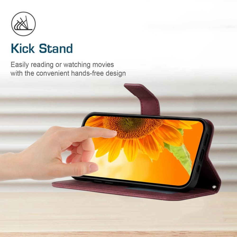 Sunflower knížkové pouzdro na Vivo X80 Lite - vínové