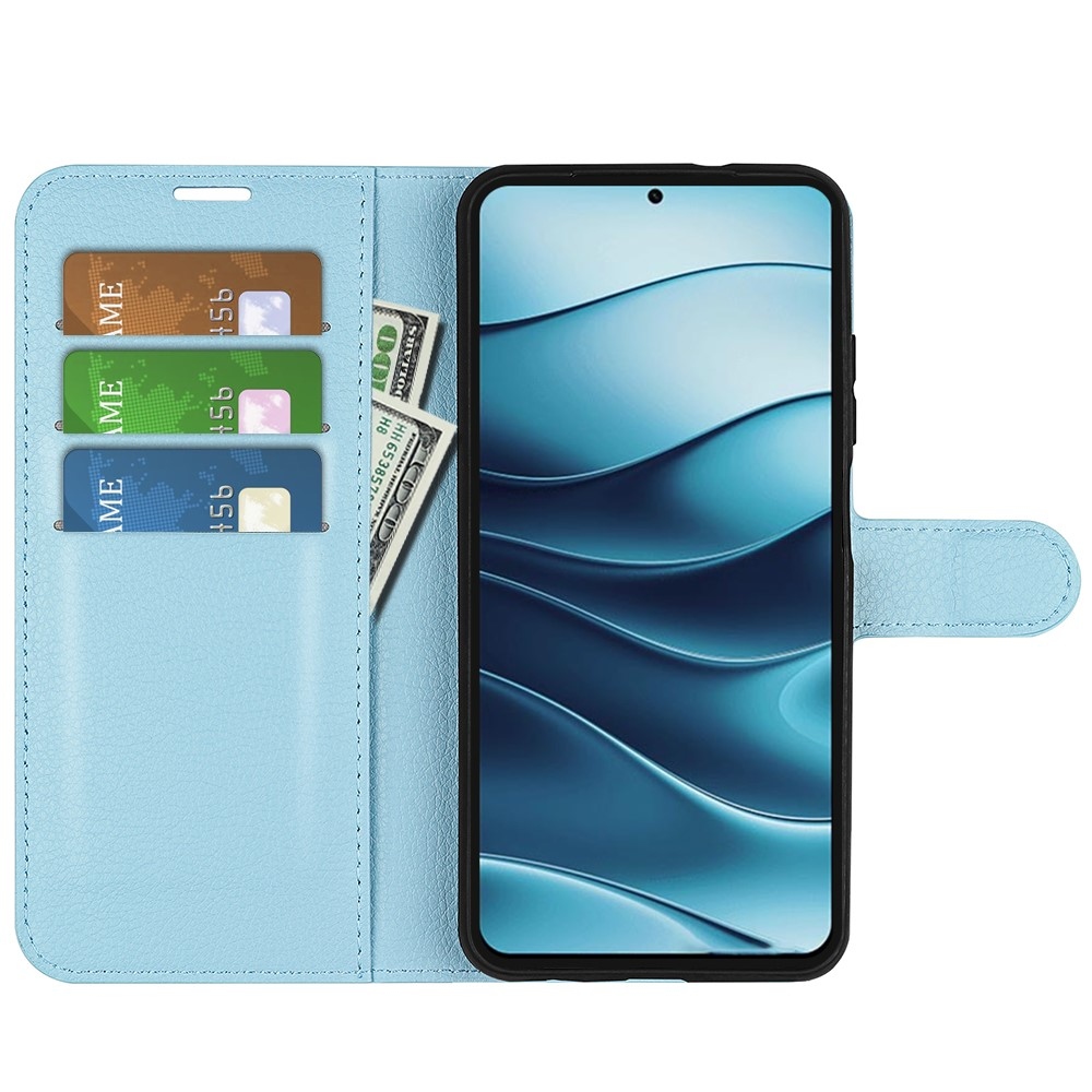 Litchi knížkové pouzdro na Xiaomi Redmi Note 14 5G - modré