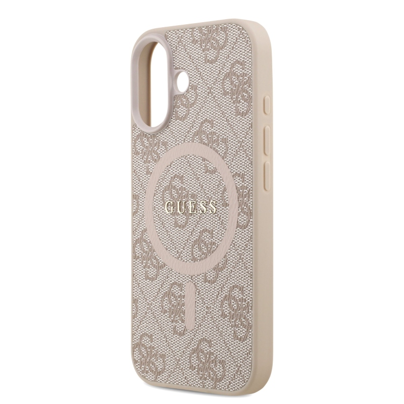 Guess PU Leather 4G Colored Ring MagSafe Zadní Kryt pro iPhone 17 Pink
