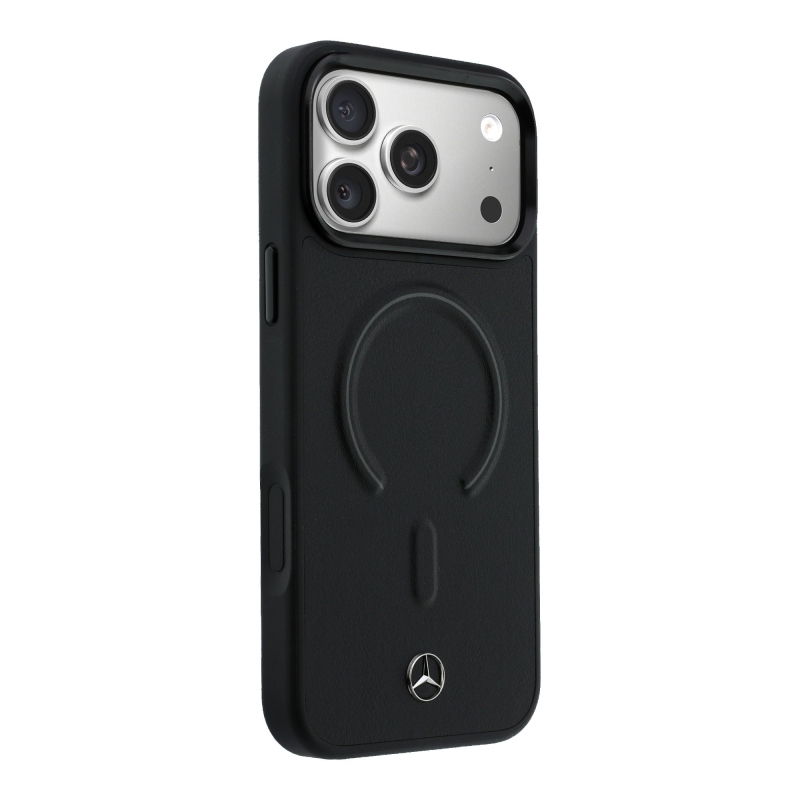 Mercedes PU Leather 3D MagSafe Zadní Kryt pro iPhone 17 Pro Max Black