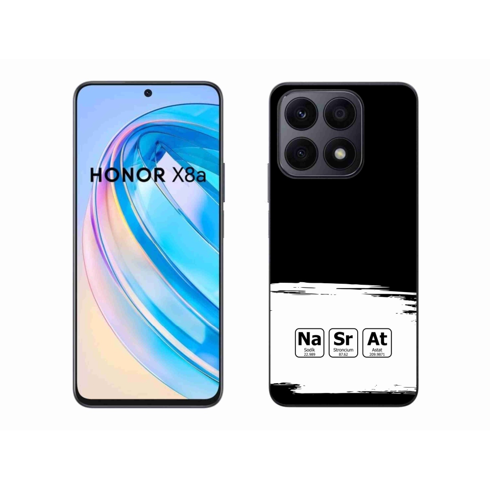 Gelový kryt mmCase na Honor X8a - chemické prvky bíločerné pozadí