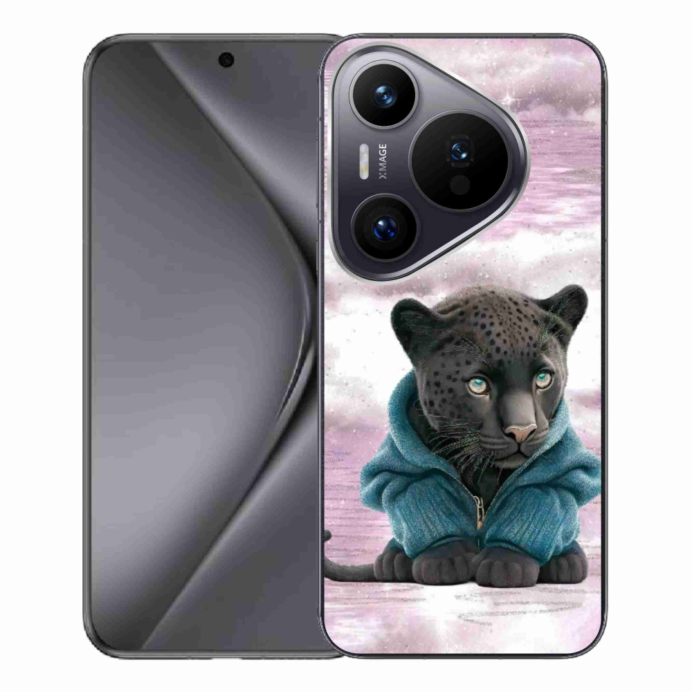 Gelový kryt mmCase na Huawei Pura 70 Pro - černý panter ve svetru