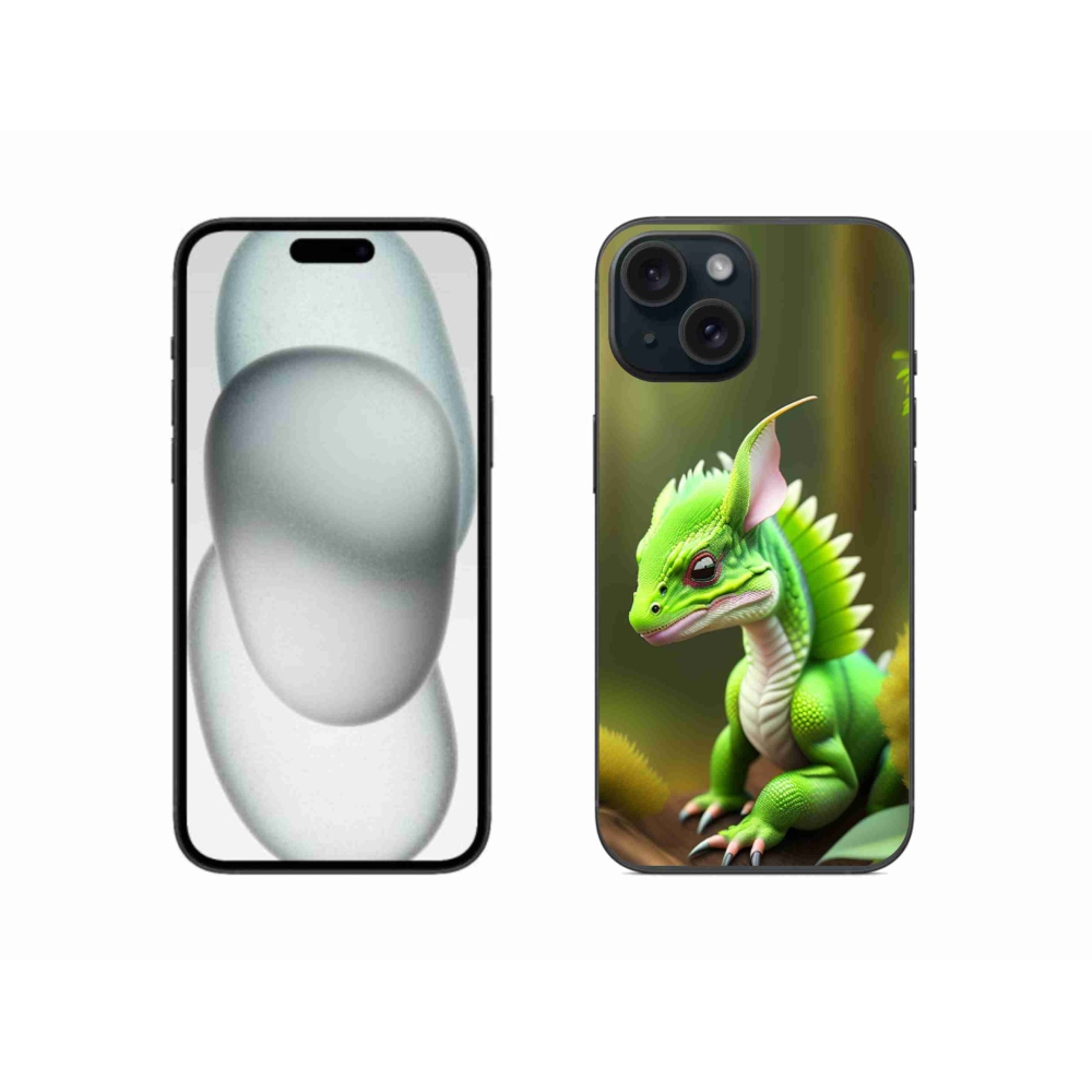 Gelový kryt mmCase na iPhone 15 - zelený dráček