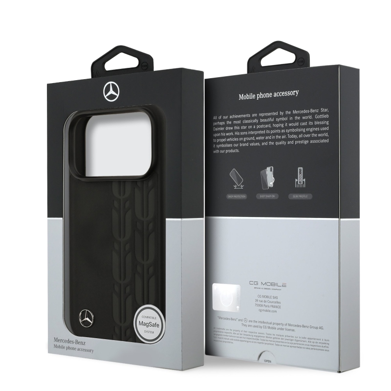 Mercedes Leather Lauer Leaves MagSafe Zadní Kryt pro iPhone 17 Pro Black