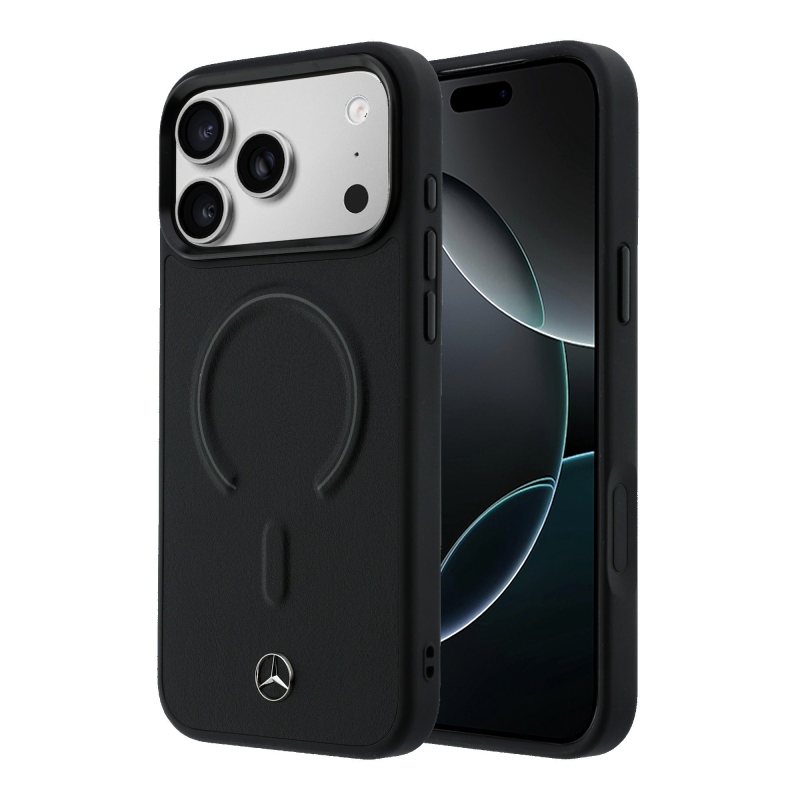 Mercedes PU Leather 3D MagSafe Zadní Kryt pro iPhone 17 Pro Black