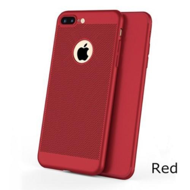 Mesh plastový obal na iPhone 7 Plus a 8 Plus - červený