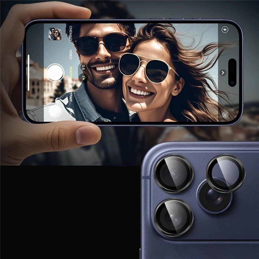 Metal sklo čočky fotoaparátu na mobil iPhone 18 Pro (samostatná skla) - černé
