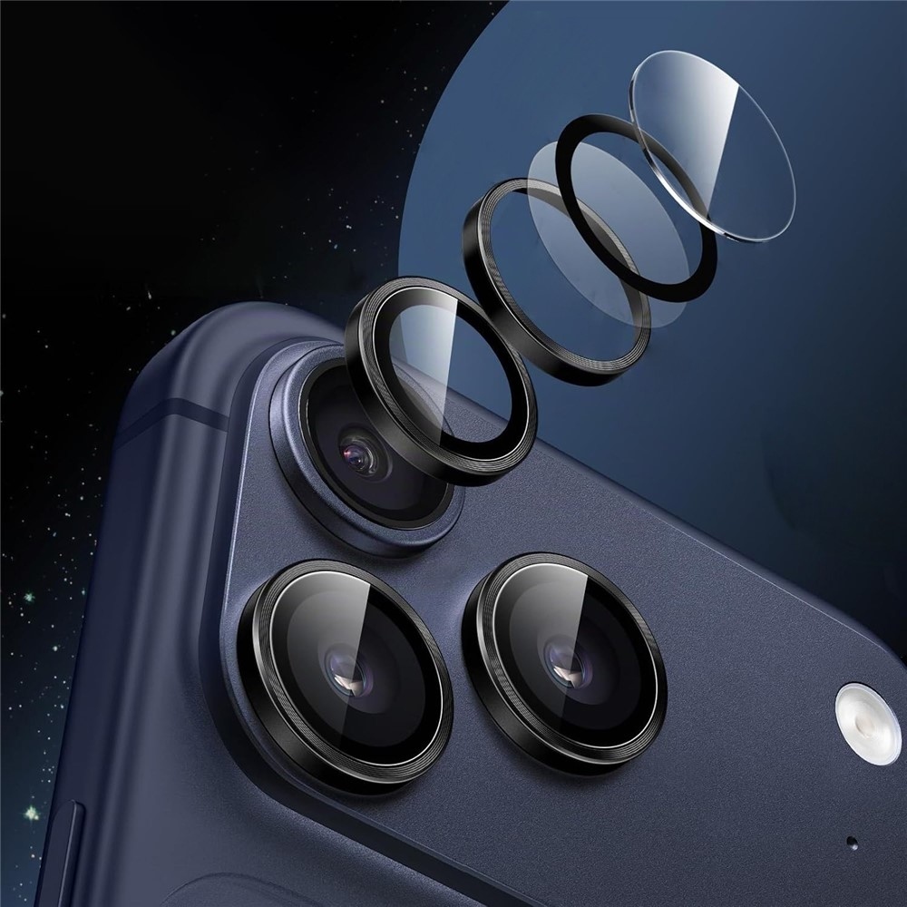Metal sklo čočky fotoaparátu na mobil iPhone 18 Pro (samostatná skla) - černé