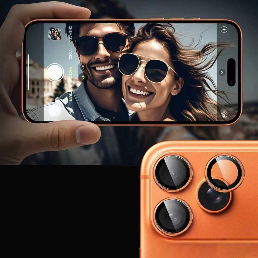 Metal sklo čočky fotoaparátu na mobil iPhone 18 Pro (samostatná skla) - oranžové